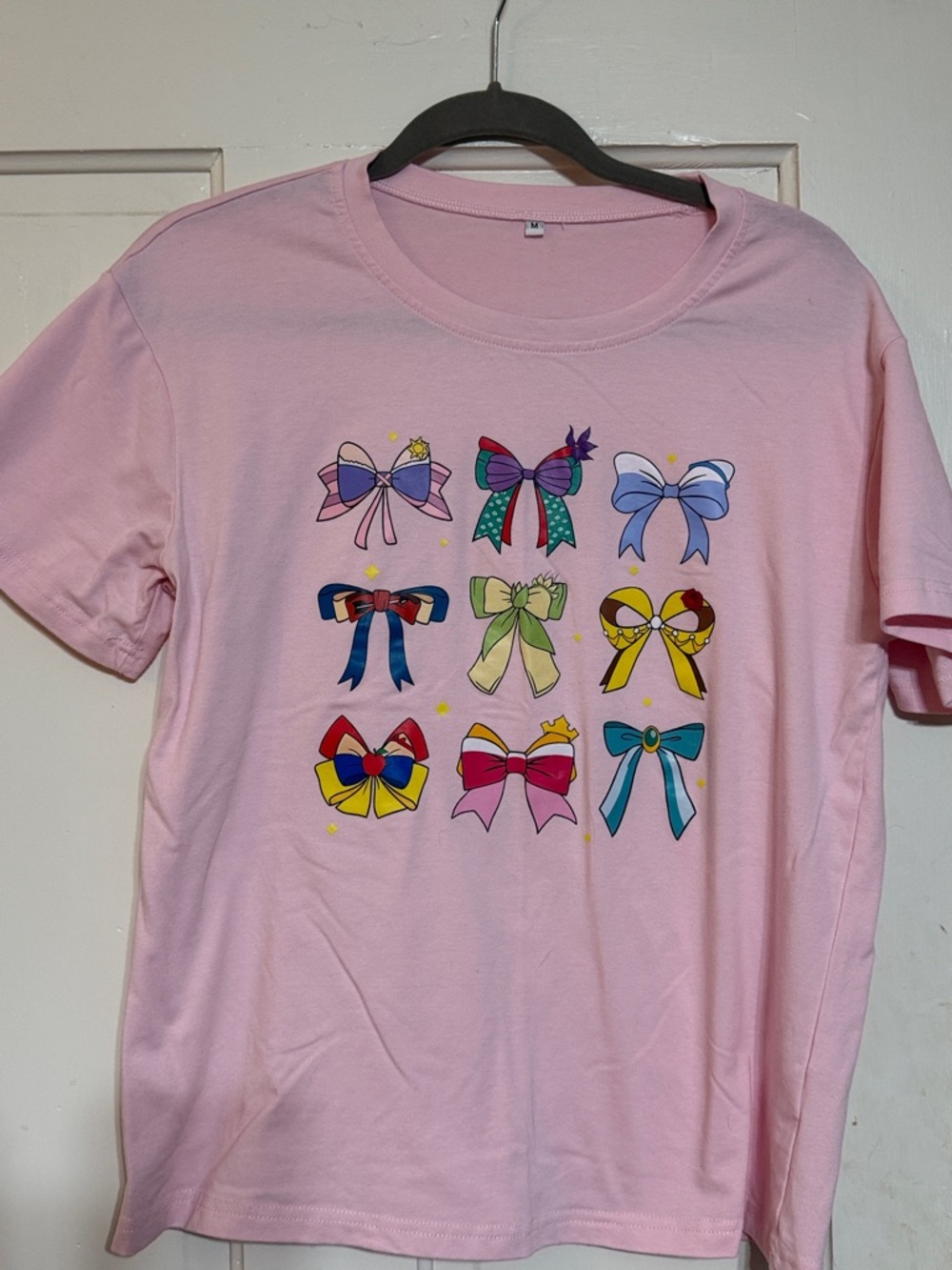 Disney Pink Short Sleeve Tee with Colorful Bow Prints